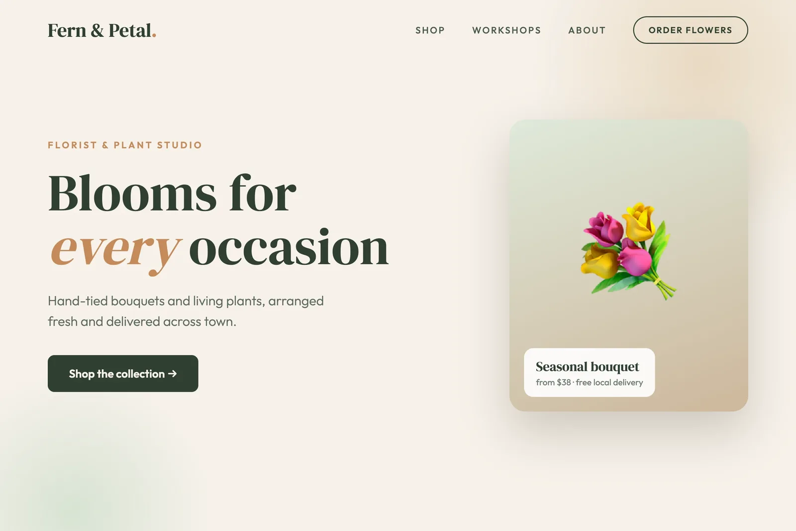 Example florist website built with WebSmoothly