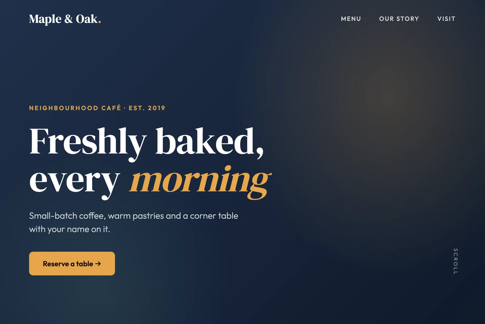 Example café website built with WebSmoothly